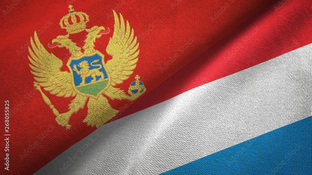 Montenegro and Luxembourg two flags textile cloth, fabric texture Montenegro and Luxembourg two flags textile cloth, fabric texture
