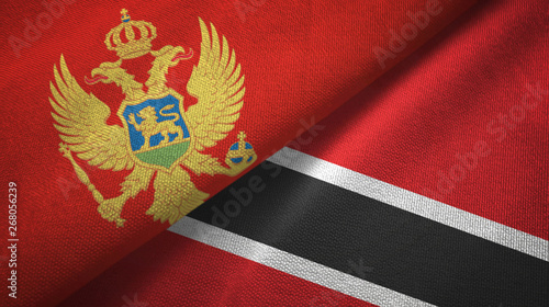 Montenegro and Trinidad and Tobago two flags textile cloth, fabric texture