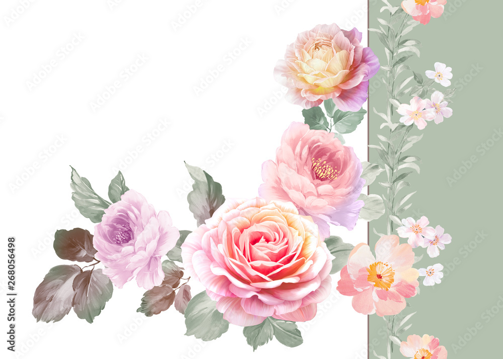 Gentle watercolor floral pattern,It's perfect for greeting cards,wedding invitation, wedding design