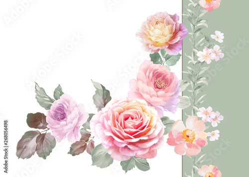Gentle watercolor floral pattern,It's perfect for greeting cards,wedding invitation, wedding design © TAOZHU GONG
