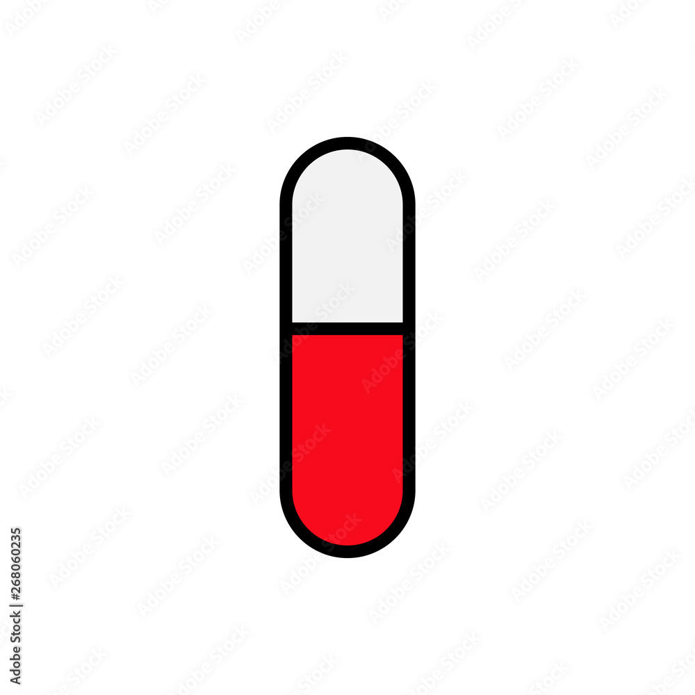 Medical pharmaceutical hollow oval pills capsules healing for the treatment of diseases, a simple icon on a white background. Vector illustration Medical pharmaceutical hollow oval pills capsules healing for the treatment of diseases, a simple icon on a white background. Vector illustration