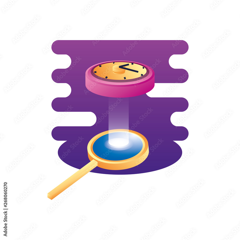 search magnifying glass with time clock search magnifying glass with time clock