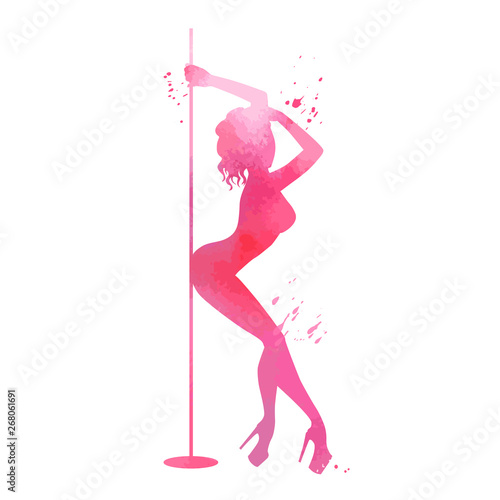 silhouette women pole dance exotic pink