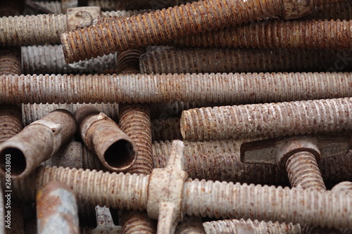 Rusty big spiral steel pipe.