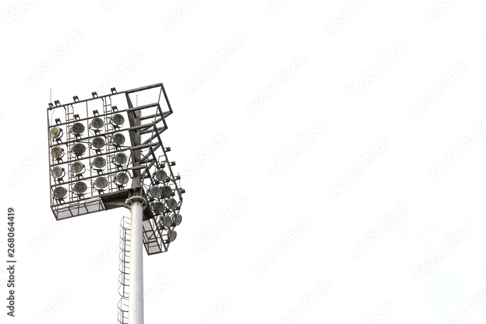 Spotlight on lighting tower of stadium Spotlight on lighting tower of stadium
