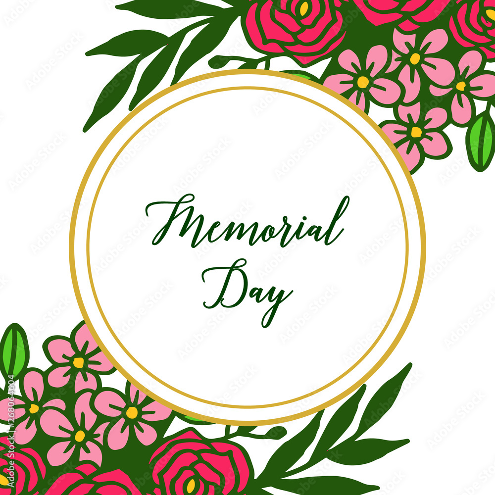 Obraz premium Vector illustration banner memorial day with various crowd of rose flower frame