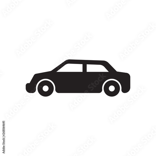 Car monochrome icon. black car icon vector © Fauz Design