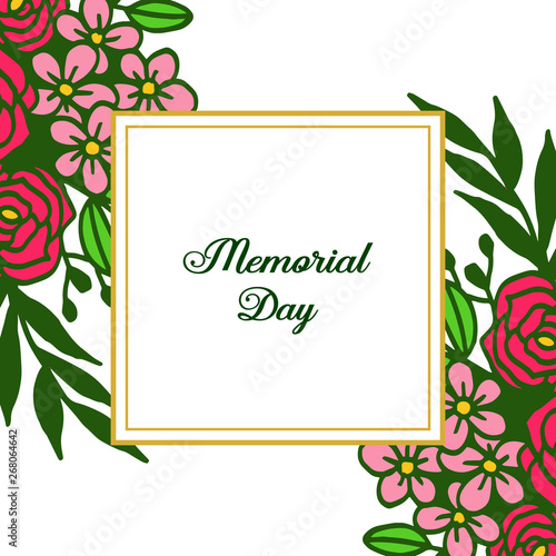 Vector illustration banner memorial day with various crowd of rose flower frame
