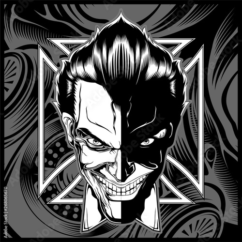 skull demon head black white hand drawing vector