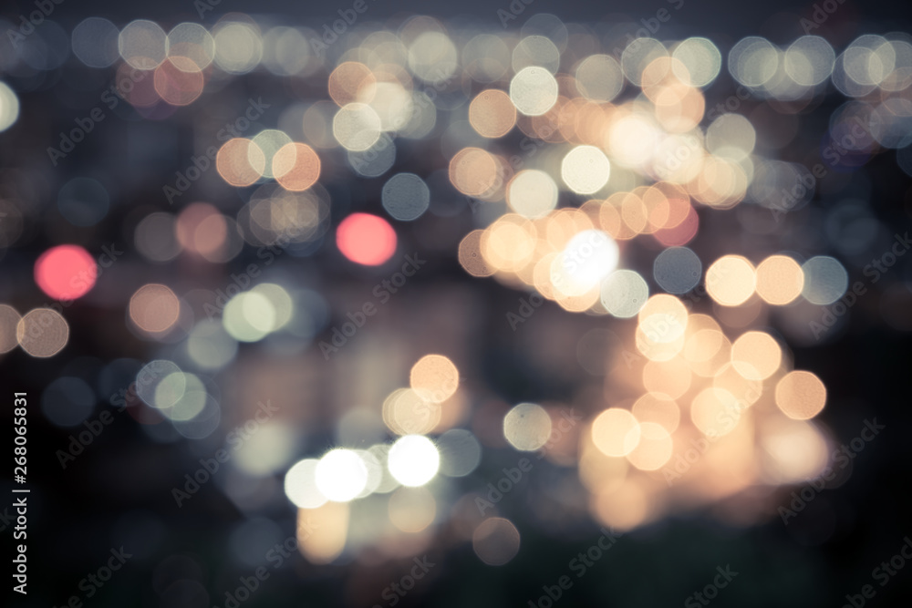 Fototapeta premium Vintage Blurred of bokeh city at night