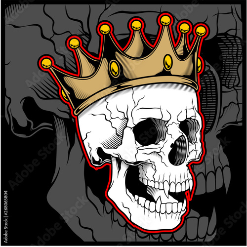 Vector illustration skull wearing a king crown