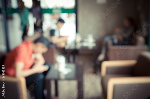 Blurred coffee shop background with vintage effect