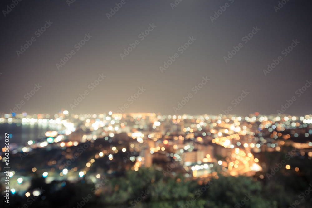 Vintage Blurred of bokeh city at night