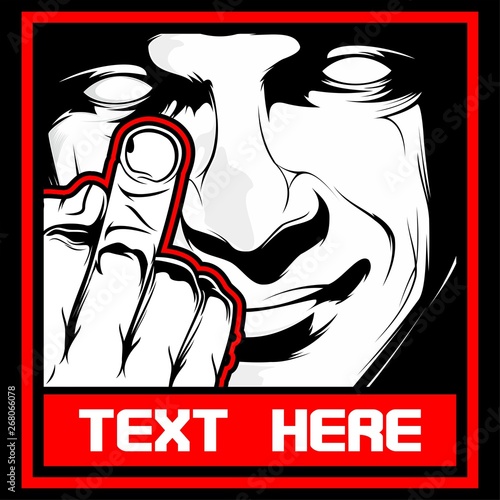 men Hand, middle finger. Fuck you, symbol. Vintage sketch