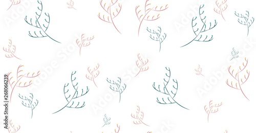 Seamless pattern with colored branches