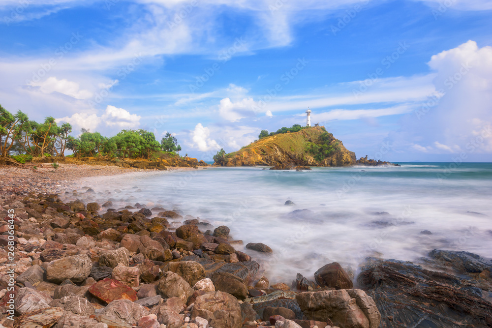 Beautiful seascape and lighthouse at Mu Ko Lanta National Park in the southern part of Krabi Province, Thailand.