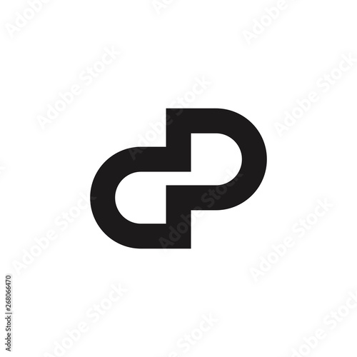letter dp simple infinity line logo vector