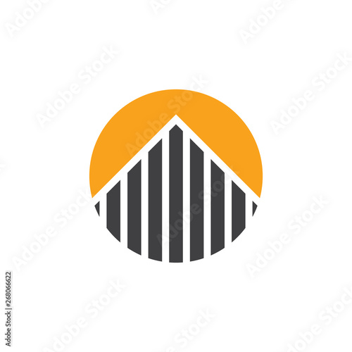 stripes building sun design logo vector