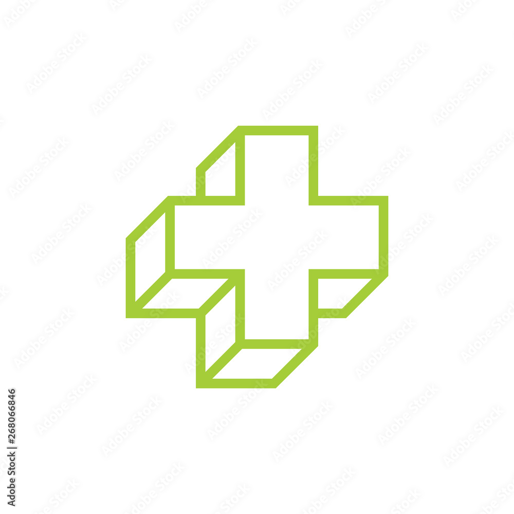 plus medical 3d geometric line logo vector plus medical 3d geometric line logo vector