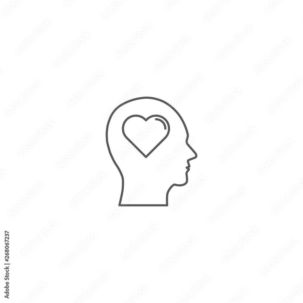 head with heart vector icon concept, isolated on white background