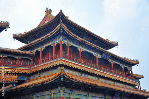Yonghe Lama Temple is the largest Tibetan Buddhism temple in Han Chinese area, Beijing, China. This temple, built in 1694, has the combination of Chinese Tibetan style. © Wangkun Jia