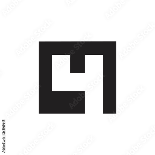 number 4 square negative space logo vector