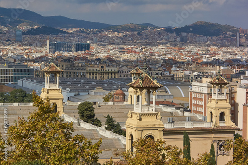 Panorama of Barcelona, the largest city of the autonomous community of Catalonia Spain