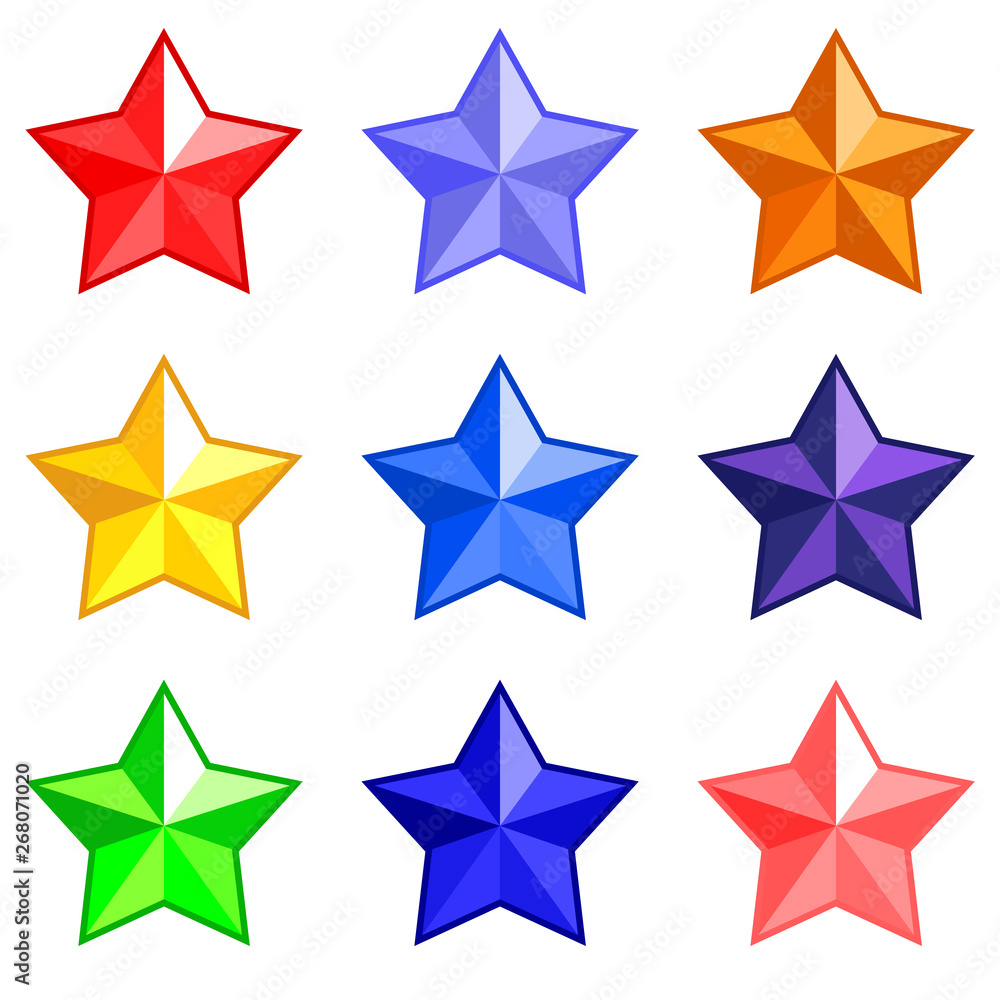 Fototapeta premium Set of multi-colored stars. Vector icons