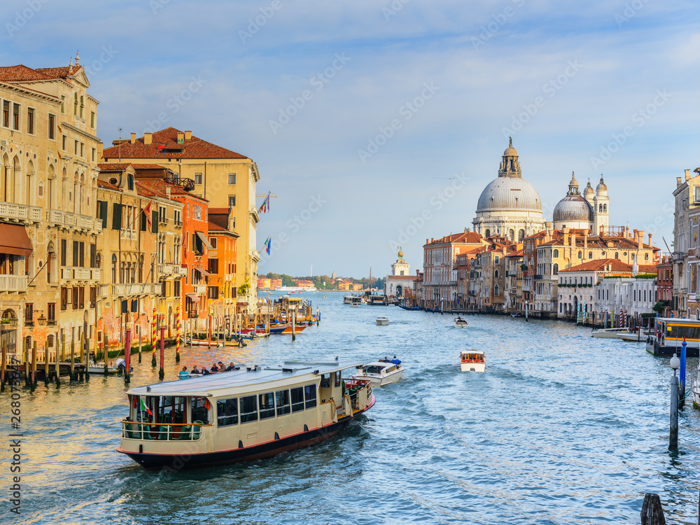 View of Grand Canal from Bridge Ponte dell'Accademia. Venice. Italy