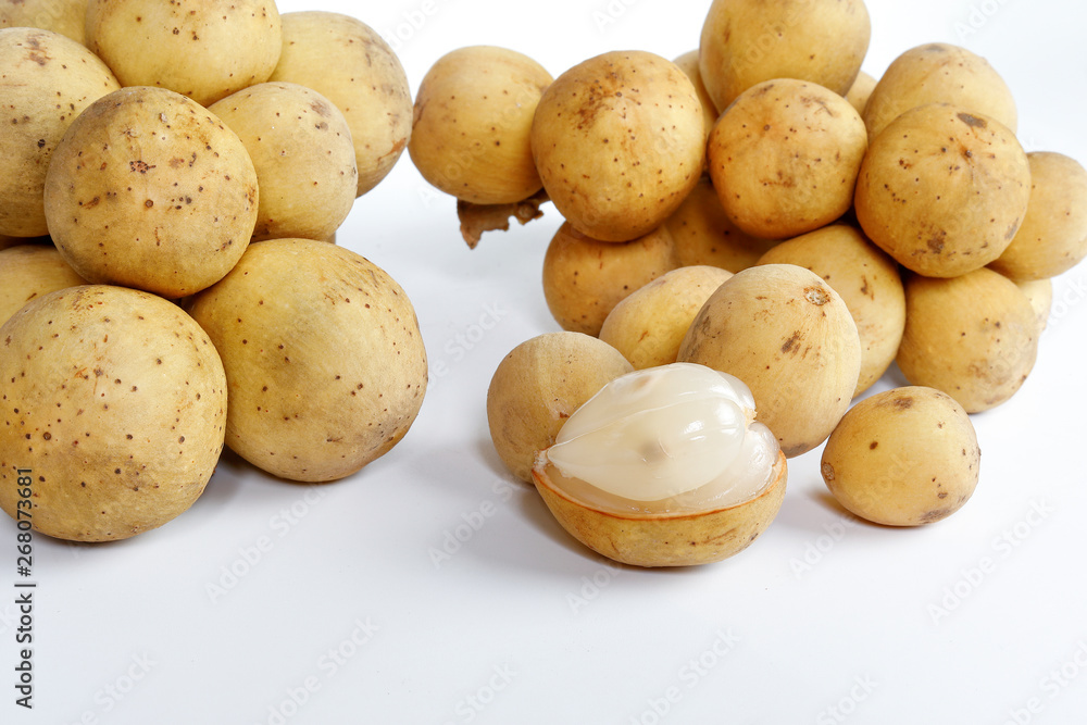 Lansium parasiticum langsat lanzones on white background Lansium parasiticum langsat lanzones on white background