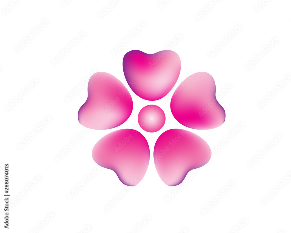 Pink Gradient Mesh Love Symbol Forming A Cheery Blossom Sakura Flower Logo In Isolated White Background Pink Gradient Mesh Love Symbol Forming A Cheery Blossom Sakura Flower Logo In Isolated White Background