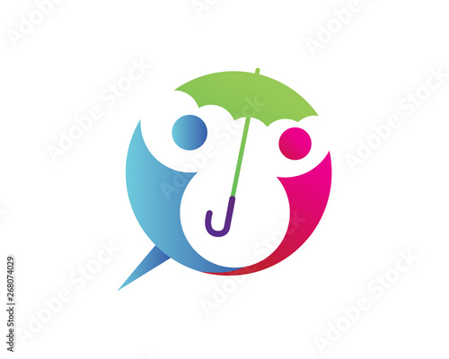 Insurance Bubble Speech Logo In White Isolated Background