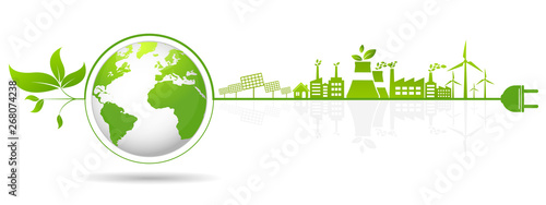 Ecology concept and Environmental  Banner design elements for sustainable energy development  Vector illustration