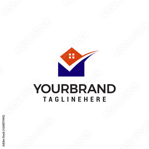 mail house logo design concept template vector