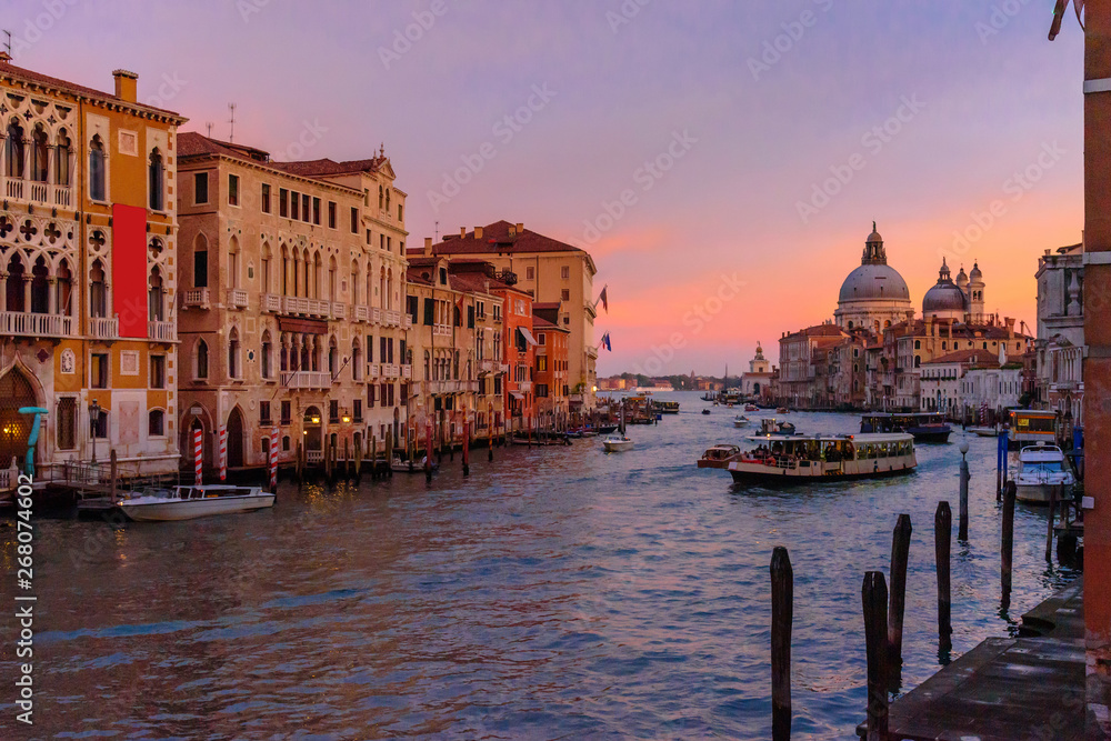 View of Grand Canal on sunset. Venice. Italy