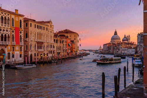 View of Grand Canal on sunset. Venice. Italy
