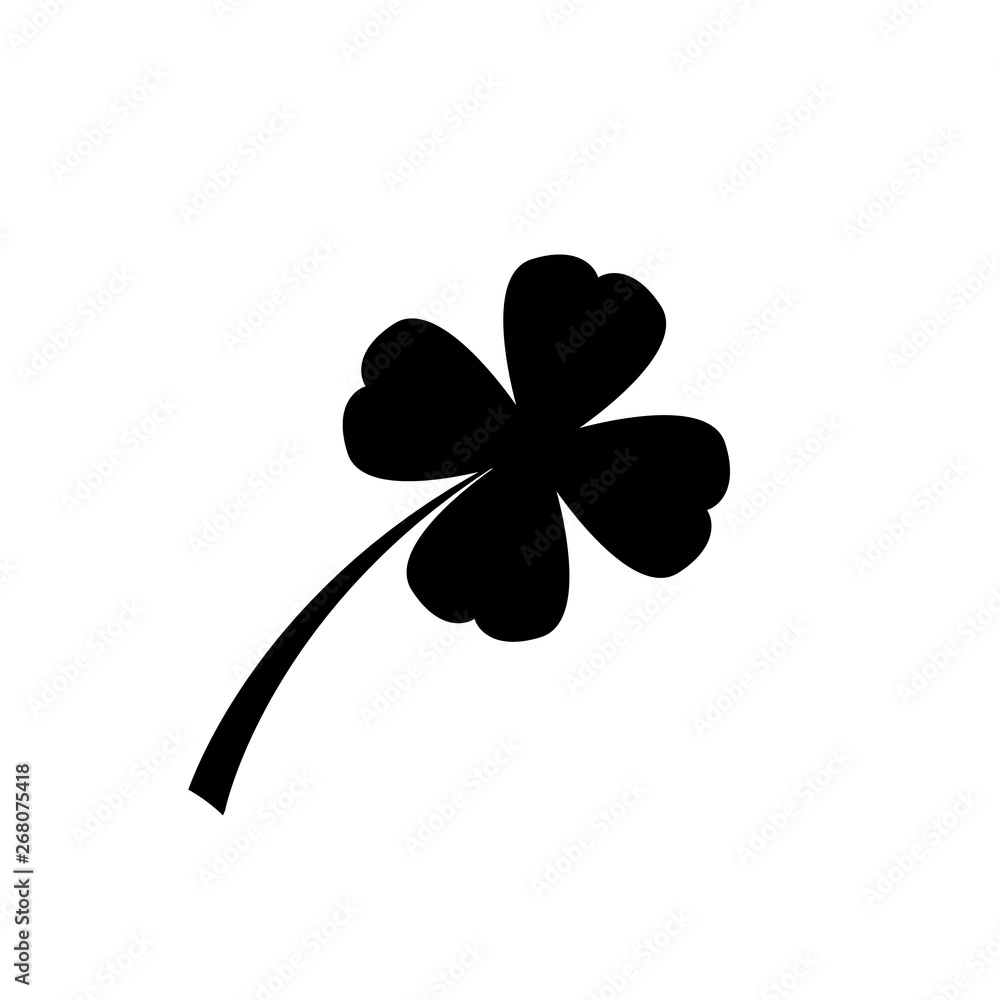 Four leaf clover icon. Black icon isolated on white background. Clover silhouette. Simple icon. Web site page and mobile app design vector element. illustration Four leaf clover icon. Black icon isolated on white background. Clover silhouette. Simple icon. Web site page and mobile app design vector element. illustration