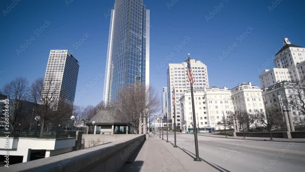 Street View Walk Over Bridge Leading Away from War Memorial Center Milwaukee Street View Walk Over Bridge Leading Away from War Memorial Center Milwaukee