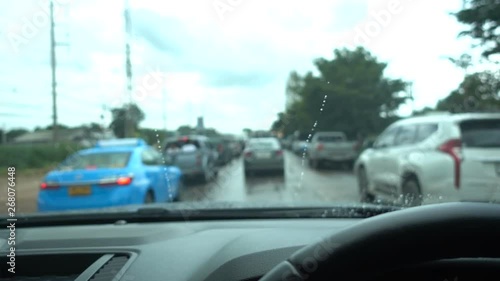 interior of car driving on city
