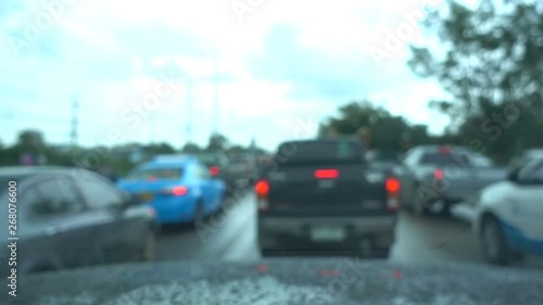 interior of car driving on city