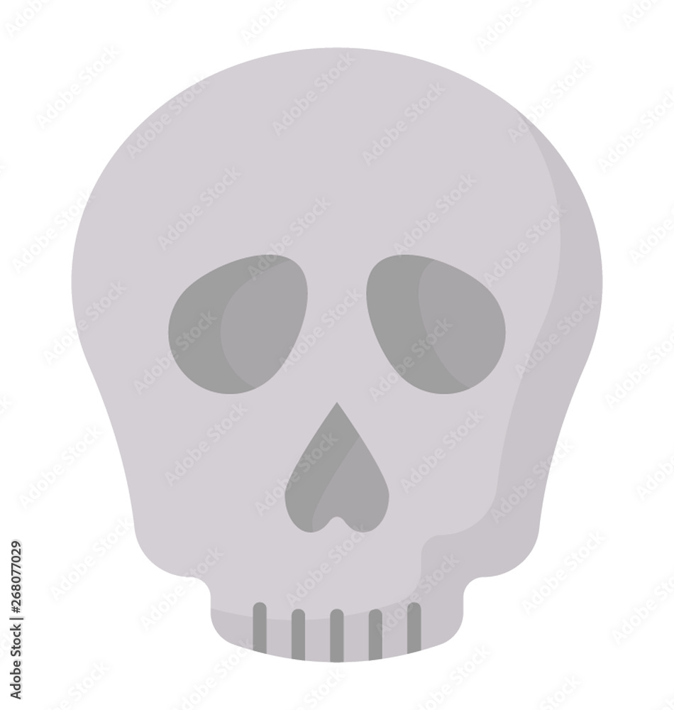 Human skull icon in flat design.