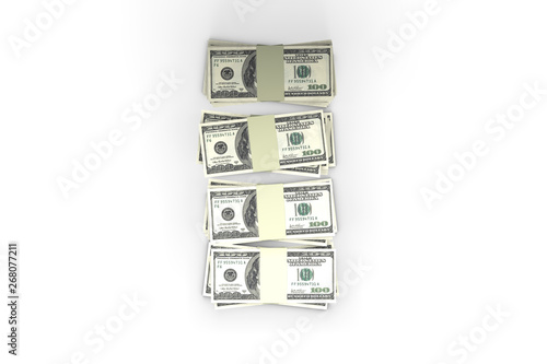 Stack of One Hundred Dollar Banknotes Render