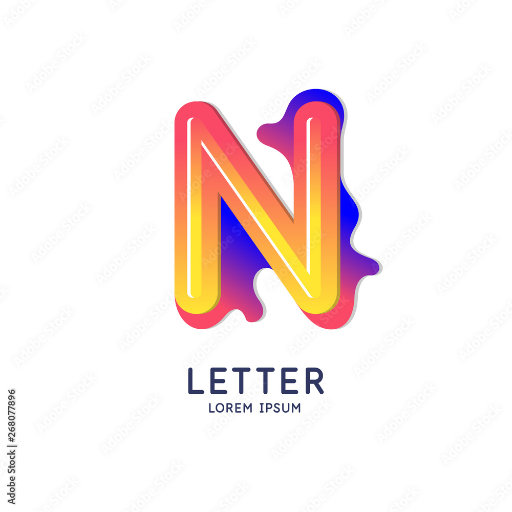 The letter N of the Latin alphabet. Display character in a bright contemporary style. The letter N of the Latin alphabet. Display character in a bright contemporary style.