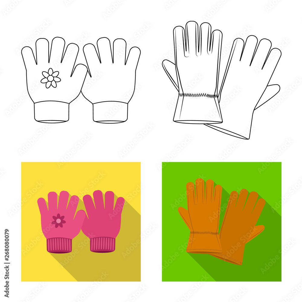Isolated object of glove and winter sign. Collection of glove and equipment stock vector illustration. Isolated object of glove and winter sign. Collection of glove and equipment stock vector illustration.