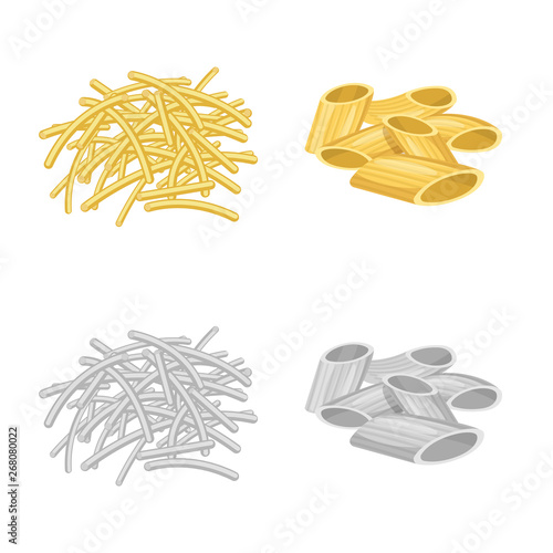 Vector design of pasta and carbohydrate icon. Set of pasta and macaroni vector icon for stock.