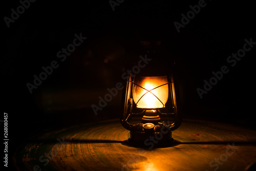 Принти на полотні A lamp that illuminates at night,Lantern is a camping