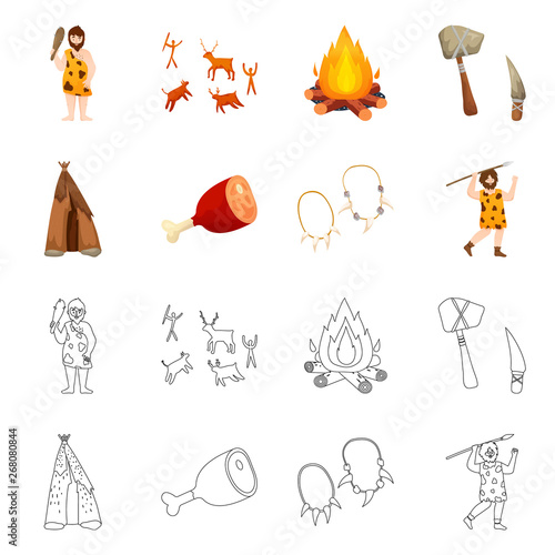 Vector design of evolution and neolithic sign. Collection of evolution and primeval stock symbol for web.