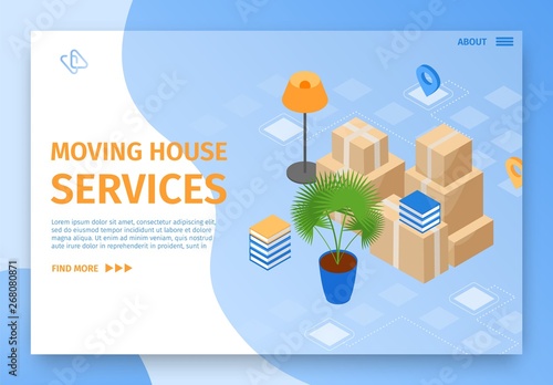 Illustration Moving House Services Landing Page.