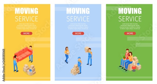 Set Illustration Moving Service, Landing Page.