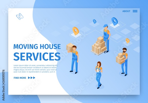 Banner Moving House Services Vector Illustration.